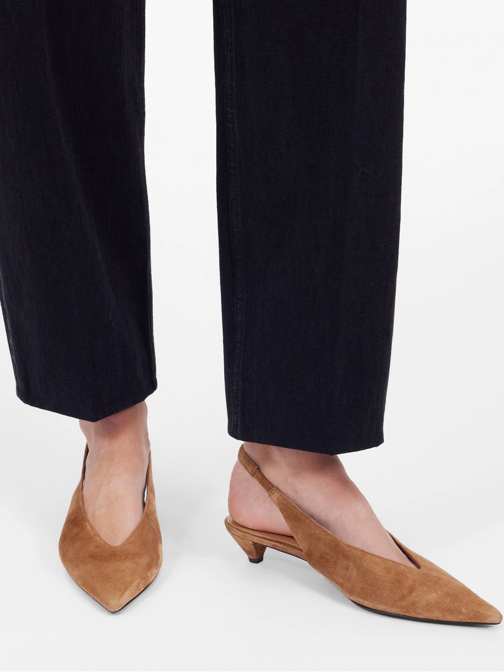 Madewell The Simone Kitten-Heel Slingback Pumps Dried Acorn Tan Suede Size 6.5 - Picture 4 of 11